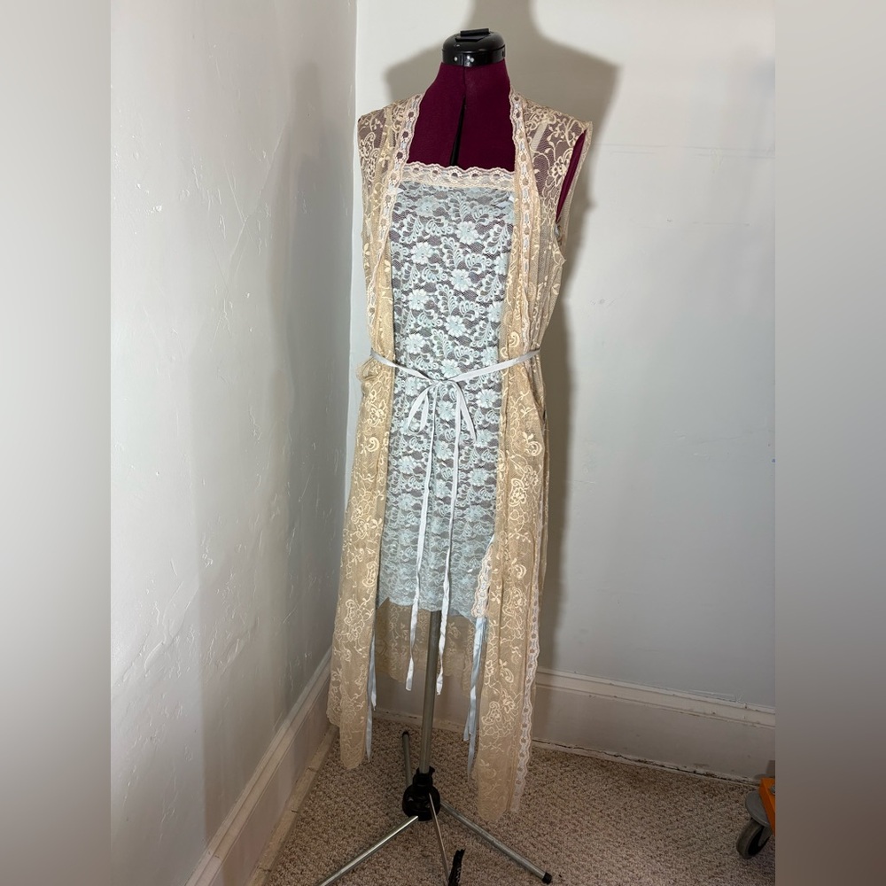 Gatsby garden party vintage 00s lace lingerie style dress slip and wrap 20s 30s